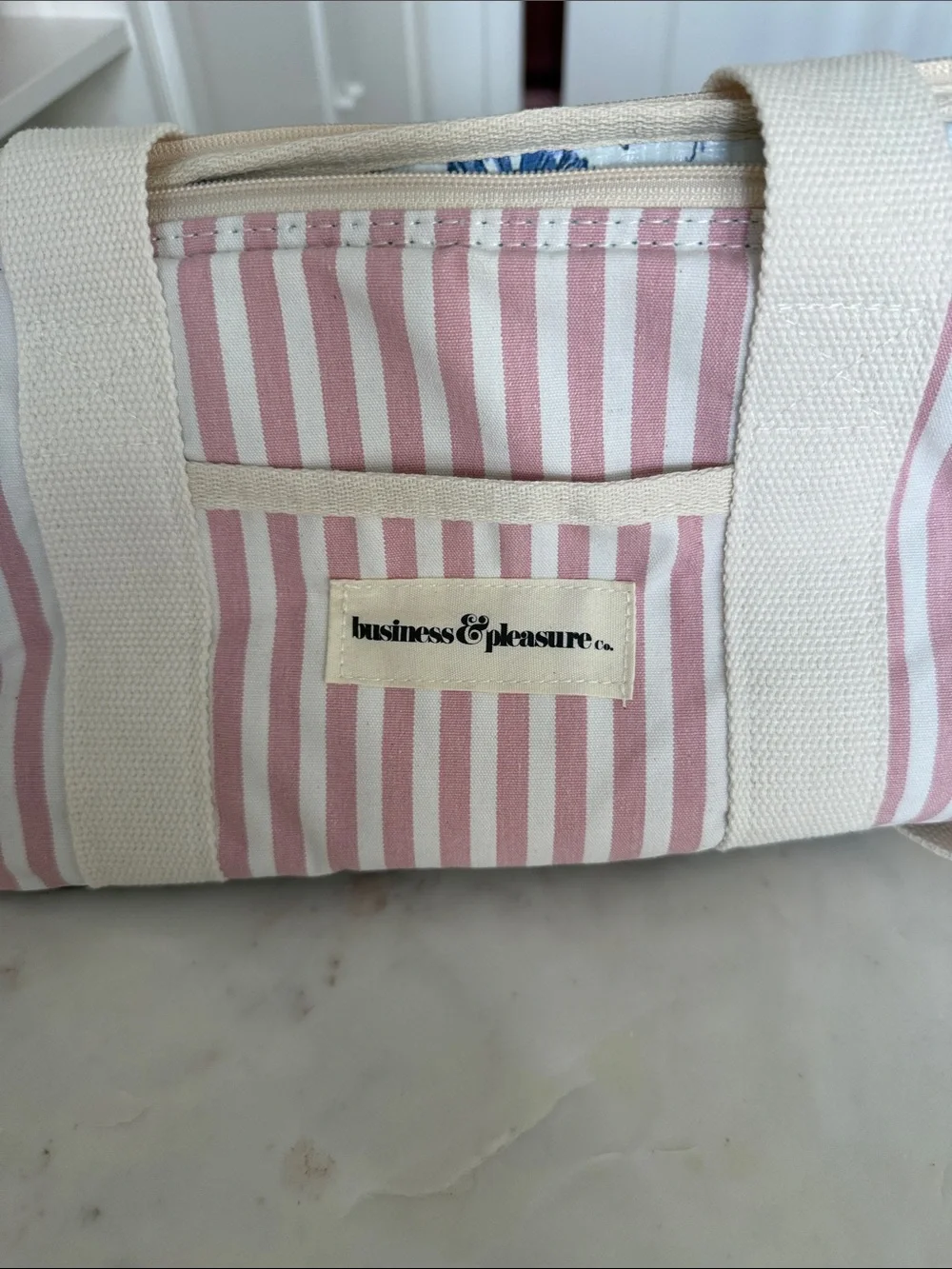 business & pleasure Striped Pink Canvas cooler Bag - Picture 2 of 6
